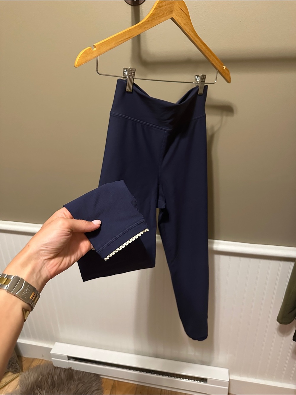 the upside Navy Leggings with Scallop Hem